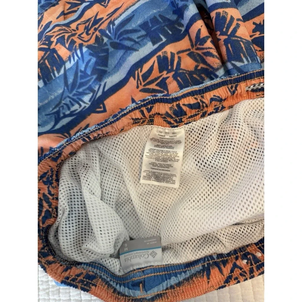 Columbia PFG Mens Backcast III Water Shorts Blue Orange Tropical Palm 6in